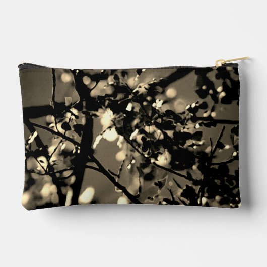 Personalisiert Black and Gold Abstrakt Botanical Zubehörtasche (Rückseite)