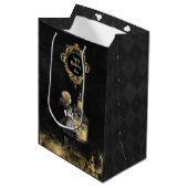 Personalisiert Black and Gold Alice trinken mich Mittlere Geschenktüte (Vorderseite Schrägansicht)