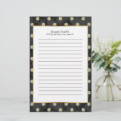 Personalisiert Black and Gold Polka Dot Briefpapier (Stehend Vorderseite)