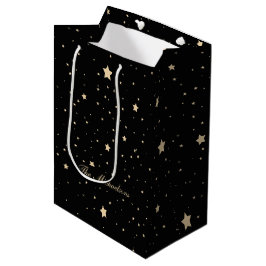 Personalisiert Black and Gold Staright Weihnachten Mittlere Geschenktüte
