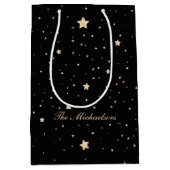 Personalisiert Black and Gold Staright Weihnachten Mittlere Geschenktüte (Vorderseite)
