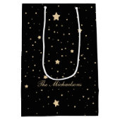 Personalisiert Black and Gold Staright Weihnachten Mittlere Geschenktüte (Rückseite)