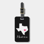Personalisiert Black and Pink Heart Texas Zuhause Gepäckanhänger (Vorderseite vertikal)