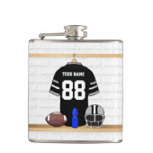 Personalisiert Black and Silver Gray Football Jers Flachmann (Vorderseite)