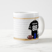 Personalisiert Black and Silver Gray Football Jers Jumbo-Tasse (Vorderseite Rechts)