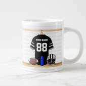 Personalisiert Black and Silver Gray Football Jers Jumbo-Tasse (Rechts)