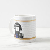 Personalisiert Black and Silver Gray Football Jers Kaffeetasse (Vorderseite Links)