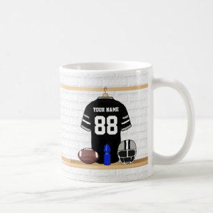 Personalisiert Black and Silver Gray Football Jers Kaffeetasse