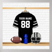 Personalisiert Black and Silver Gray Football Jers Poster (Vorne)