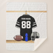 Personalisiert Black and Silver Gray Football Jers Sherpadecke (Vorderseite)
