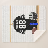 Personalisiert Black and Silver Gray Football Jers Sherpadecke (Vorderseite (Horizontal))