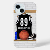 Personalisiert Black and White Basketball Jersey Case-Mate iPhone Hülle (Rückseite)