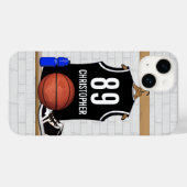 Personalisiert Black and White Basketball Jersey Case-Mate iPhone Hülle (Rückseite (Horizontal))
