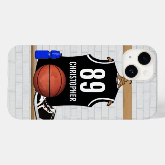 Personalisiert Black and White Basketball Jersey Case-Mate iPhone Hülle (Rückseite (Horizontal))