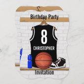 Personalisiert Black and White Basketball Jersey Einladung (Vorne/Hinten)