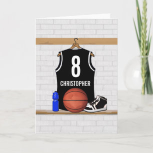 Personalisiert Black and White Basketball Jersey Karte