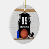 Personalisiert Black and White Basketball Jersey Keramik Ornament (Rechts)