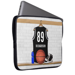 Personalisiert Black and White Basketball Jersey Laptopschutzhülle