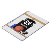 Personalisiert Black and White Basketball Jersey Notizblock (Linke Seite)