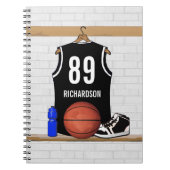 Personalisiert Black and White Basketball Jersey Notizblock (Vorderseite)