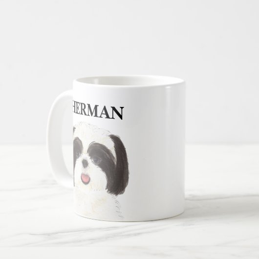 Personalisiert Black and White Shih Tzu Kaffeetasse (Vorderseite Links)