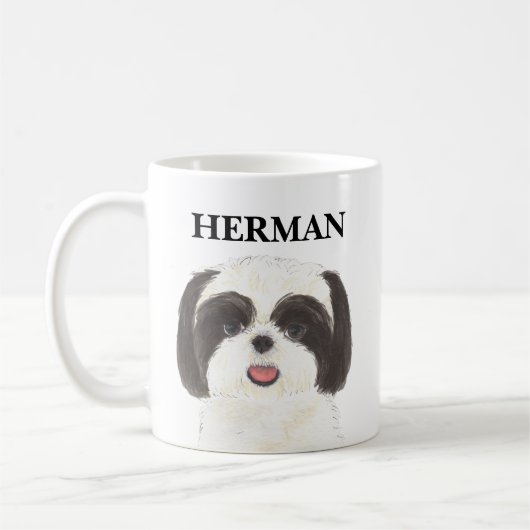 Personalisiert Black and White Shih Tzu Kaffeetasse (Links)