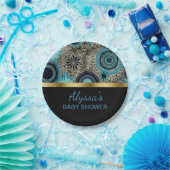 Personalisiert Black Aquamarin Gold Baby Dusche Pappteller (Party)