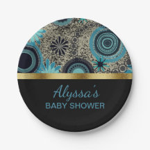 Personalisiert Black Aquamarin Gold Baby Dusche