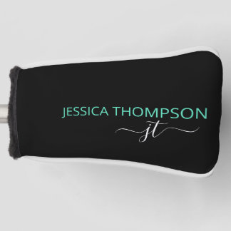 Personalisiert Black Aquamarin Stylish Monogram Na Golf Headcover