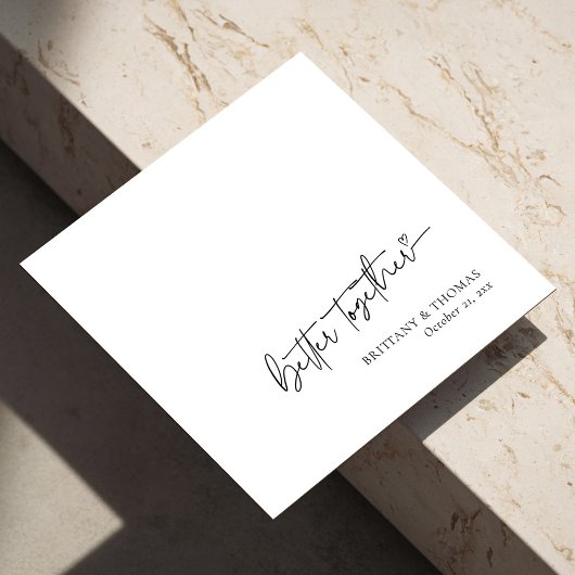 Personalisiert Black 'Better Together' White Weddi Serviette