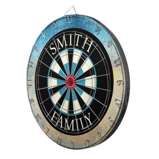 Personalisiert Black Blue Dart Board Dartscheibe (Vorderseite rechts)