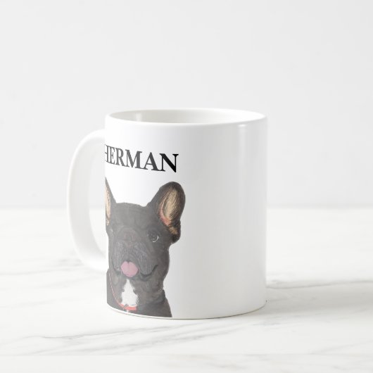 Personalisiert Black Brindle Frenchie French Bulld Kaffeetasse (Vorderseite Links)