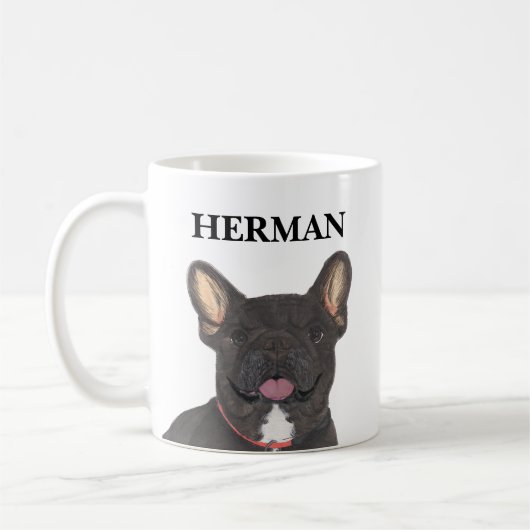 Personalisiert Black Brindle Frenchie French Bulld Kaffeetasse (Links)