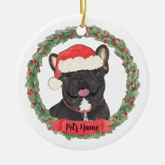 Personalisiert Black Brindle Frenchie French Bulld Keramik Ornament (Vorne)