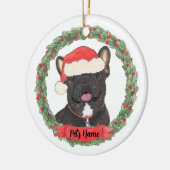 Personalisiert Black Brindle Frenchie French Bulld Keramik Ornament (Links)