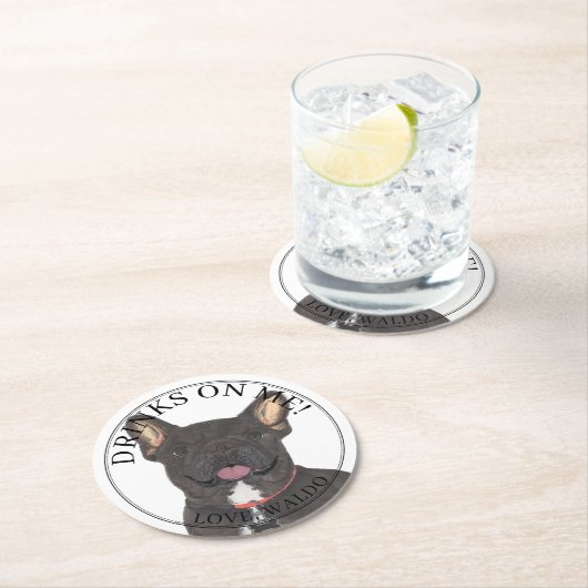 Personalisiert Black Brindle Frenchie French Bulld Runder Pappuntersetzer (Vor Ort)