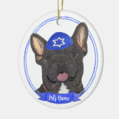 Personalisiert Black Brindle Frenchie Hanukkah Keramik Ornament (Links)