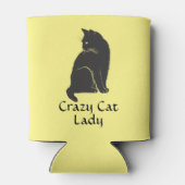 Personalisiert Black Cat Crazy Cat Lady Yellow Dosenkühler (Rückseite)