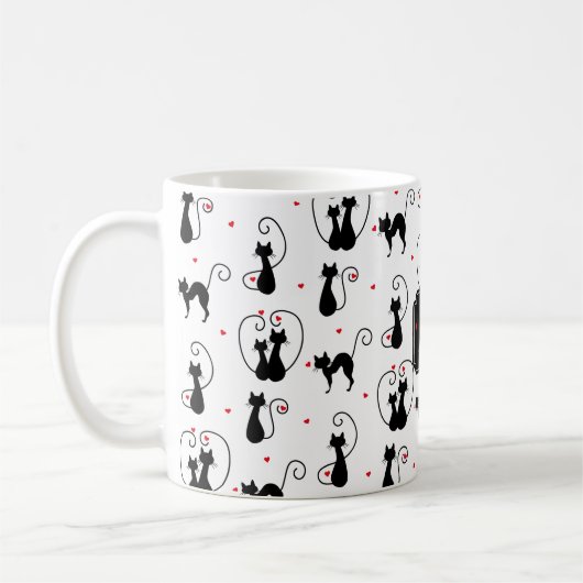 Personalisiert Black Cat Liebe Kaffeetasse (Links)