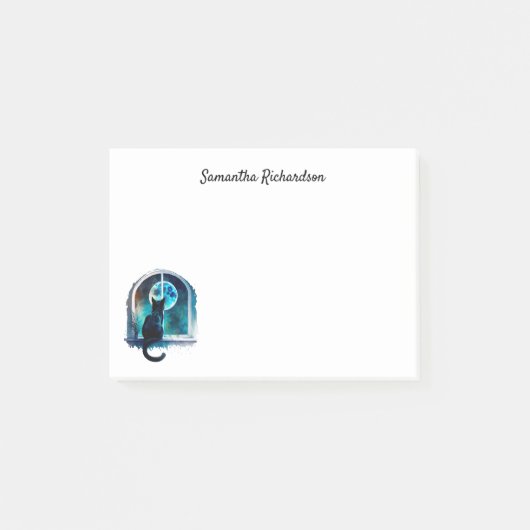 Personalisiert Black Cat Night Sky Post-it Klebezettel (Vorderseite)