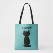 Personalisiert Black Cat Silhouette Tasche (Vorderseite)