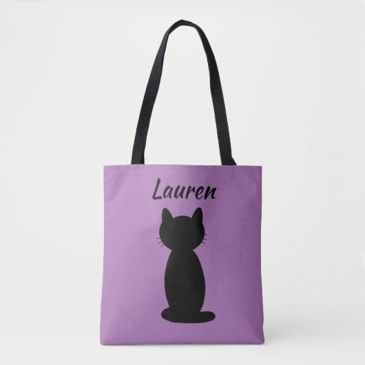 Personalisiert Black Cat Silhouette Tasche (Vorderseite)
