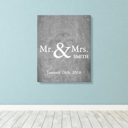 Personalisiert Black Chalkboard Wedbook Leinwanddruck (Insitu (Holzboden))