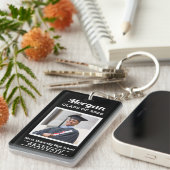 Personalisiert Black Class of 2022 Abschluss Foto Schlüsselanhänger (Vorderseite rechts)