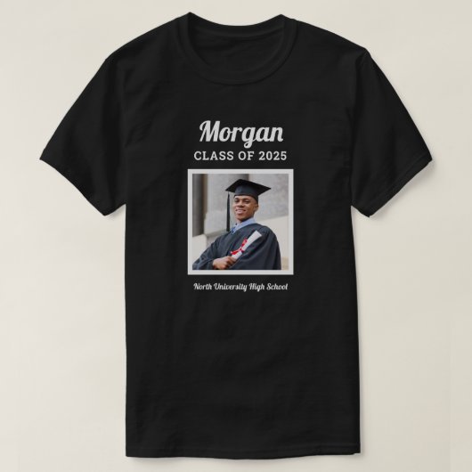 Personalisiert Black Class of 2022 Abschluss Foto T-Shirt (Design vorne)