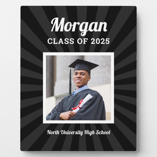 Personalisiert Black Class of 2025 Abschluss Foto Fotoplatte (Vorderseite)