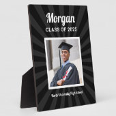Personalisiert Black Class of 2025 Abschluss Foto Fotoplatte (Seite)