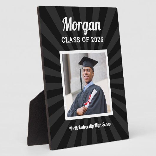 Personalisiert Black Class of 2025 Abschluss Foto Fotoplatte (Seite)