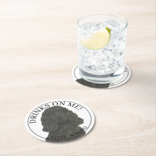 Personalisiert Black Cocker Spanel Hochzeit Runder Pappuntersetzer (Vor Ort)