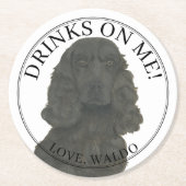 Personalisiert Black Cocker Spanel Hochzeit Runder Pappuntersetzer (Vorderseite)